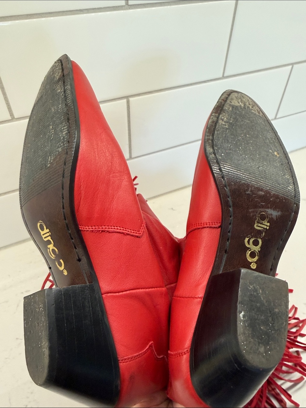 Dingo Red leather Fringe Western Boots - Women's Cowboy Boots sz 7 made in Mexic - Picture 6 of 8